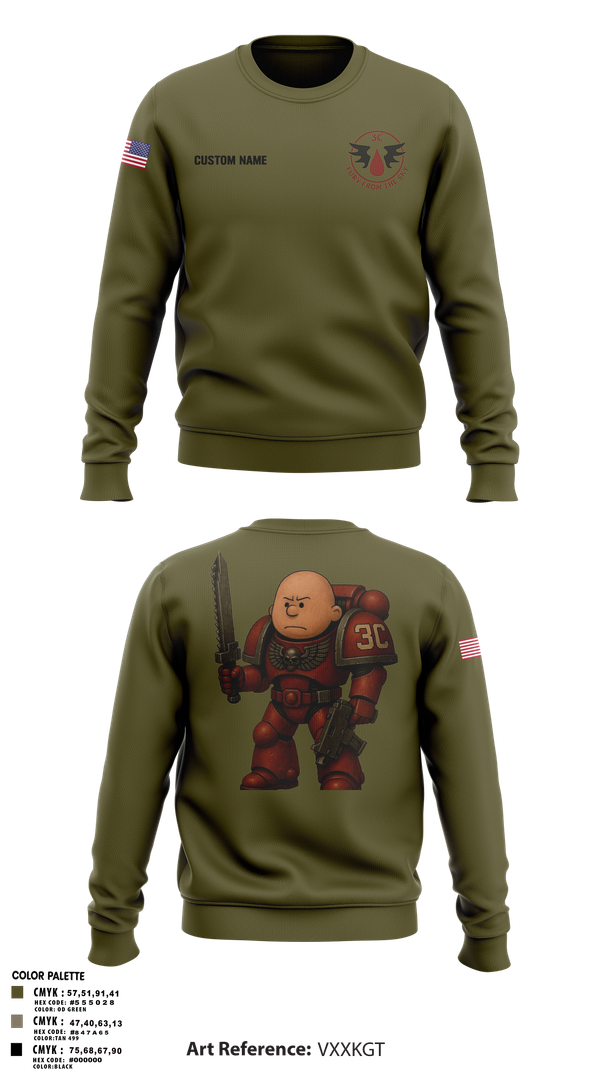 Crew Neck Sweatshirt, CCo, 1-508PIR (OG), Army, Teamtime, Team time, sublimation, custom sports apparel, team uniforms, spirit wear, spiritwear, sports uniforms, custom shirts, team store, custom team store, fundraiser sports, apparel fundraiser