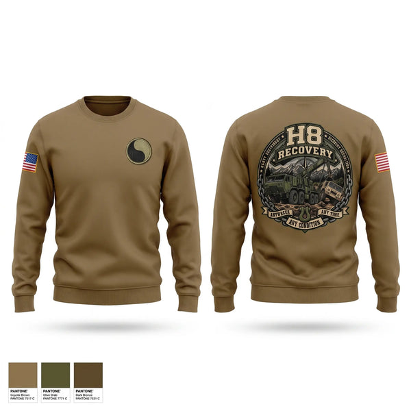 Crew Neck Sweatshirt, H8 Recovery, Army, Teamtime, Team time, sublimation, custom sports apparel, team uniforms, spirit wear, spiritwear, sports uniforms, custom shirts, team store, custom team store, fundraiser sports, apparel fundraiser