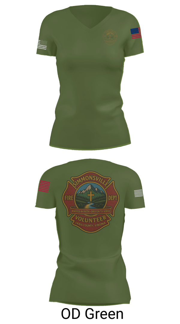 Womens Short Sleeve Vneck Shirt, Simmonsville VFD, , Teamtime, Team time, sublimation, custom sports apparel, team uniforms, spirit wear, spiritwear, sports uniforms, custom shirts, team store, custom team store, fundraiser sports, apparel fundraiser