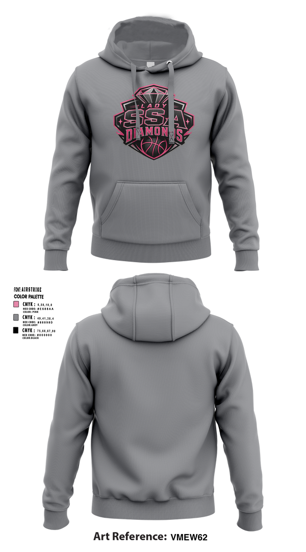 Hoodie, SSA Lady Diamonds, Women's Basketball, Teamtime, Team time, sublimation, custom sports apparel, team uniforms, spirit wear, spiritwear, sports uniforms, custom shirts, team store, custom team store, fundraiser sports, apparel fundraiser