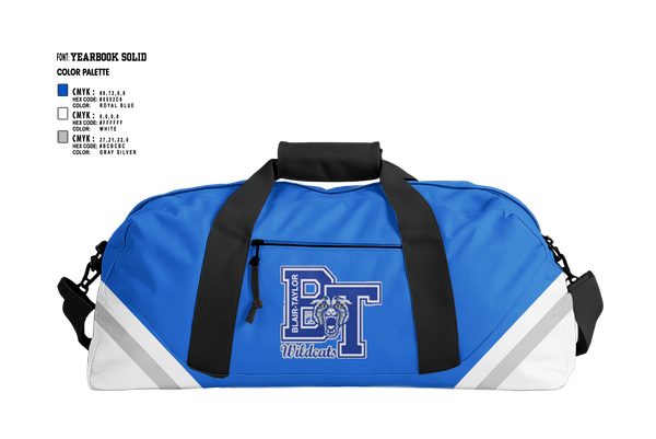 Duffle Bag, Blair-Taylor High School Cheer, Cheer, Teamtime, Team time, sublimation, custom sports apparel, team uniforms, spirit wear, spiritwear, sports uniforms, custom shirts, team store, custom team store, fundraiser sports, apparel fundraiser