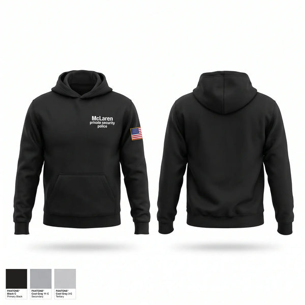 Hoodie, McLaren private security police, Police, Teamtime, Team time, sublimation, custom sports apparel, team uniforms, spirit wear, spiritwear, sports uniforms, custom shirts, team store, custom team store, fundraiser sports, apparel fundraiser