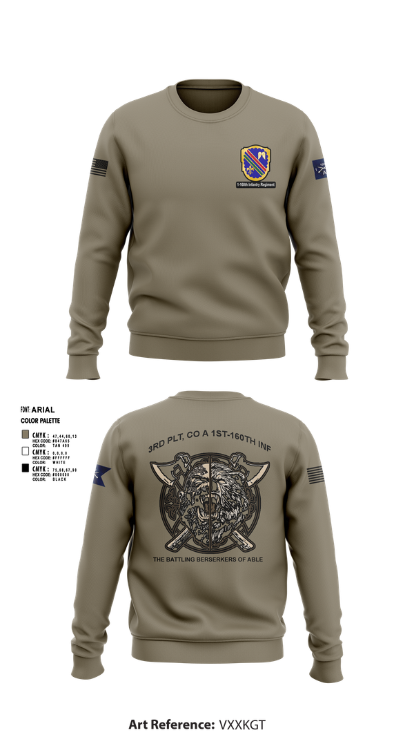 Crew Neck Sweatshirt, Co A, 1st-160th INF, 79th IBCT, , Teamtime, Team time, sublimation, custom sports apparel, team uniforms, spirit wear, spiritwear, sports uniforms, custom shirts, team store, custom team store, fundraiser sports, apparel fundraiser