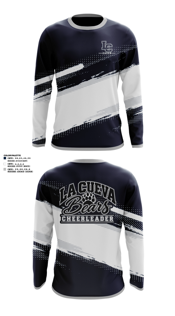 Long Sleeve Performance Shirt, La Cueva Bears, Cheer, Teamtime, Team time, sublimation, custom sports apparel, team uniforms, spirit wear, spiritwear, sports uniforms, custom shirts, team store, custom team store, fundraiser sports, apparel fundraiser