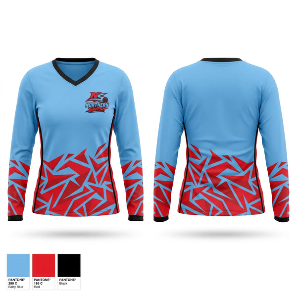Womens Long Sleeve Vneck Shirt, NORTHERN SWISH, Men's Basketball, Teamtime, Team time, sublimation, custom sports apparel, team uniforms, spirit wear, spiritwear, sports uniforms, custom shirts, team store, custom team store, fundraiser sports, apparel fundraiser