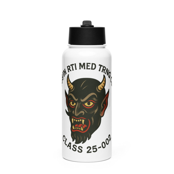 208th RTI MED TRNG CO Class 25-002 54968999 Stainless Steel Water Bottle with a Straw Lid
