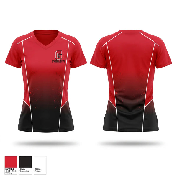 Womens Short Sleeve Vneck Shirt, Glenwood High School Swimming, Swimming, Teamtime, Team time, sublimation, custom sports apparel, team uniforms, spirit wear, spiritwear, sports uniforms, custom shirts, team store, custom team store, fundraiser sports, apparel fundraiser