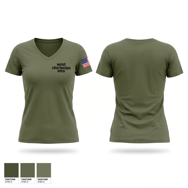 Womens Short Sleeve Vneck Shirt, west charleston EMS, EMS/EMT, Teamtime, Team time, sublimation, custom sports apparel, team uniforms, spirit wear, spiritwear, sports uniforms, custom shirts, team store, custom team store, fundraiser sports, apparel fundraiser