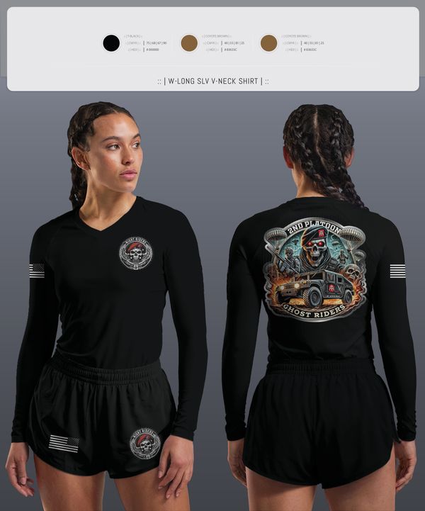 Womens Long Sleeve Vneck Shirt, Ghost Riders, , Teamtime, Team time, sublimation, custom sports apparel, team uniforms, spirit wear, spiritwear, sports uniforms, custom shirts, team store, custom team store, fundraiser sports, apparel fundraiser