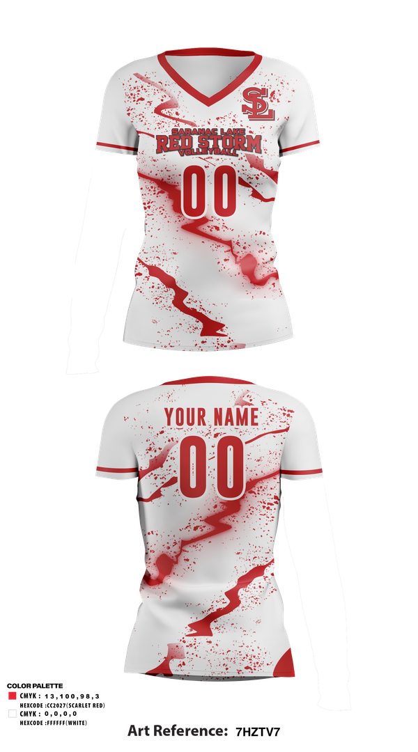 Womens Short Sleeve Vneck Shirt, Saranac Lake Red Storm Volleyball, Women's Volleyball, Teamtime, Team time, sublimation, custom sports apparel, team uniforms, spirit wear, spiritwear, sports uniforms, custom shirts, team store, custom team store, fundraiser sports, apparel fundraiser