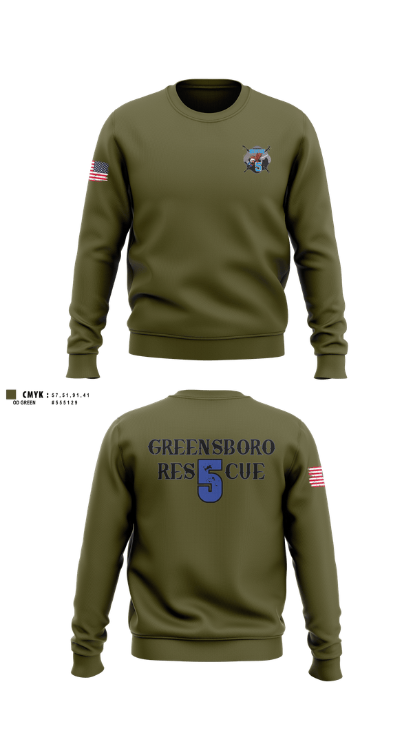 Crew Neck Sweatshirt, Greensboro Fire Department Rescue 5, Fire Department, Teamtime, Team time, sublimation, custom sports apparel, team uniforms, spirit wear, spiritwear, sports uniforms, custom shirts, team store, custom team store, fundraiser sports, apparel fundraiser