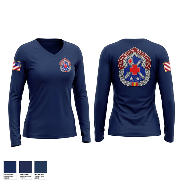 Womens Long Sleeve Vneck Shirt, MACH, Army, Teamtime, Team time, sublimation, custom sports apparel, team uniforms, spirit wear, spiritwear, sports uniforms, custom shirts, team store, custom team store, fundraiser sports, apparel fundraiser