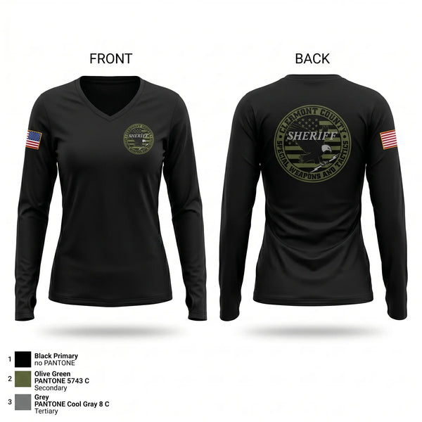 Womens Long Sleeve Vneck Shirt, Swat, Police, Teamtime, Team time, sublimation, custom sports apparel, team uniforms, spirit wear, spiritwear, sports uniforms, custom shirts, team store, custom team store, fundraiser sports, apparel fundraiser