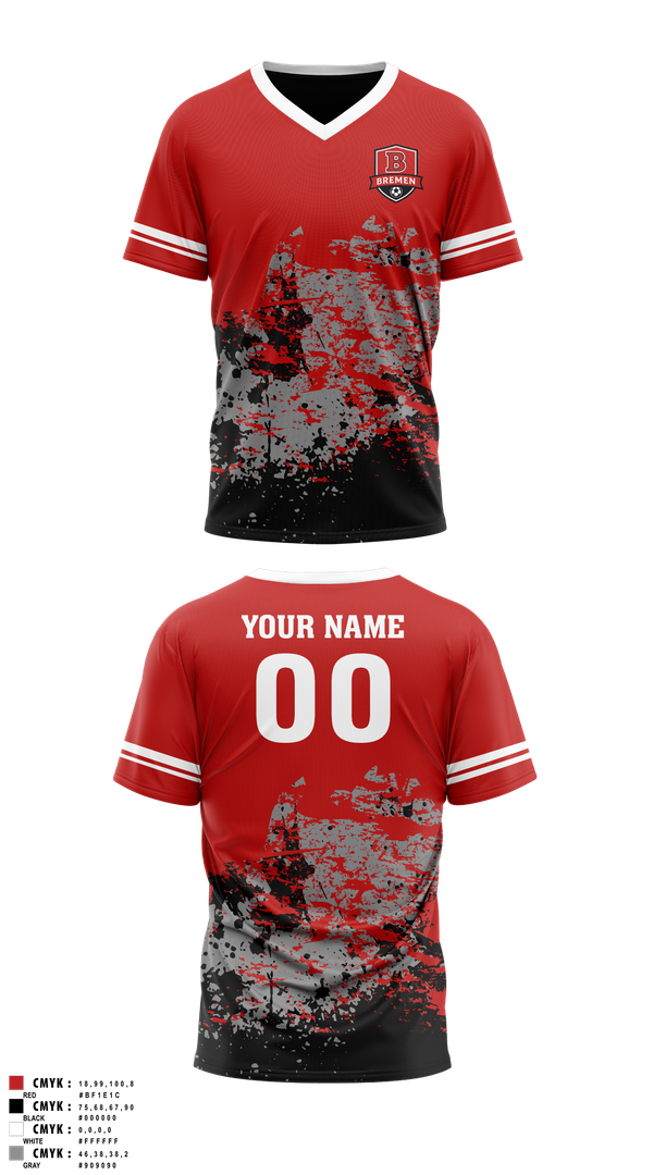 Mens Soccer Jersey, Bremen Soccer, Men's Soccer, Teamtime, Team time, sublimation, custom sports apparel, team uniforms, spirit wear, spiritwear, sports uniforms, custom shirts, team store, custom team store, fundraiser sports, apparel fundraiser