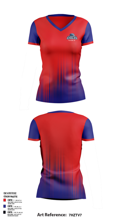 Womens Short Sleeve Vneck Shirt, SBA Eagles Tennis, Tennis, Teamtime, Team time, sublimation, custom sports apparel, team uniforms, spirit wear, spiritwear, sports uniforms, custom shirts, team store, custom team store, fundraiser sports, apparel fundraiser