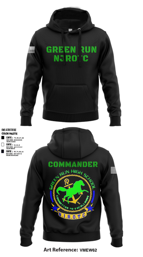 Hoodie, Green Run High School NJROTC, Navy, Teamtime, Team time, sublimation, custom sports apparel, team uniforms, spirit wear, spiritwear, sports uniforms, custom shirts, team store, custom team store, fundraiser sports, apparel fundraiser