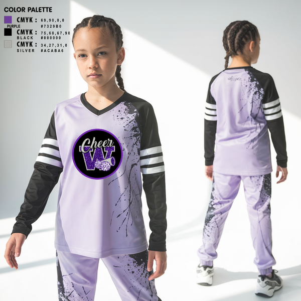 Womens Long Sleeve Vneck Shirt, Soledad Warriors Cheer, Cheer, Teamtime, Team time, sublimation, custom sports apparel, team uniforms, spirit wear, spiritwear, sports uniforms, custom shirts, team store, custom team store, fundraiser sports, apparel fundraiser