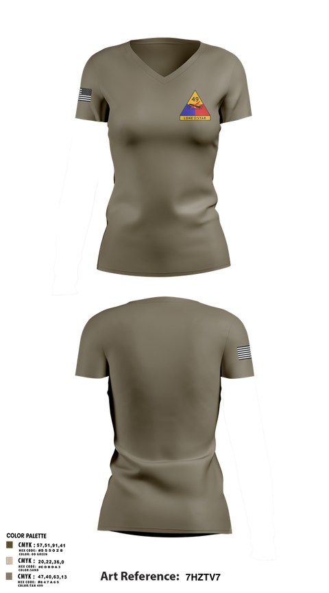 Womens Short Sleeve Vneck Shirt, 49th Armored, , Teamtime, Team time, sublimation, custom sports apparel, team uniforms, spirit wear, spiritwear, sports uniforms, custom shirts, team store, custom team store, fundraiser sports, apparel fundraiser