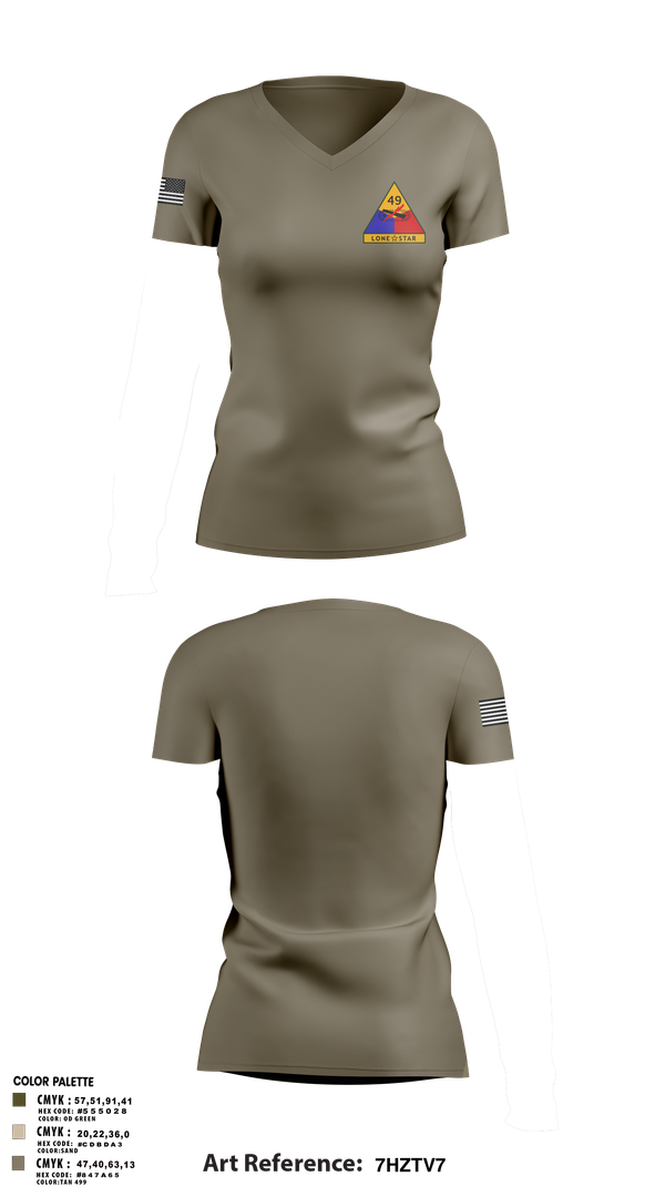 Womens Short Sleeve Vneck Shirt, 49th Armored, , Teamtime, Team time, sublimation, custom sports apparel, team uniforms, spirit wear, spiritwear, sports uniforms, custom shirts, team store, custom team store, fundraiser sports, apparel fundraiser