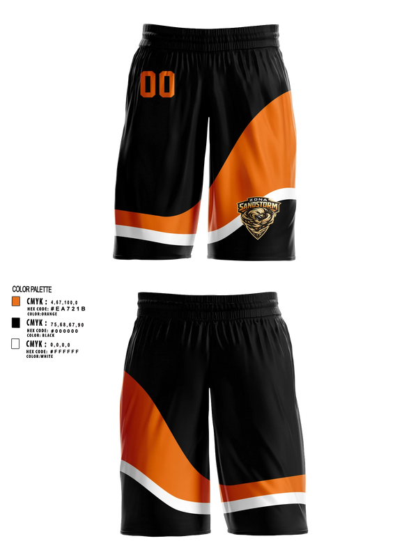 Mens Basketball Shorts, Zona Sandstorm, Men's Basketball, Teamtime, Team time, sublimation, custom sports apparel, team uniforms, spirit wear, spiritwear, sports uniforms, custom shirts, team store, custom team store, fundraiser sports, apparel fundraiser