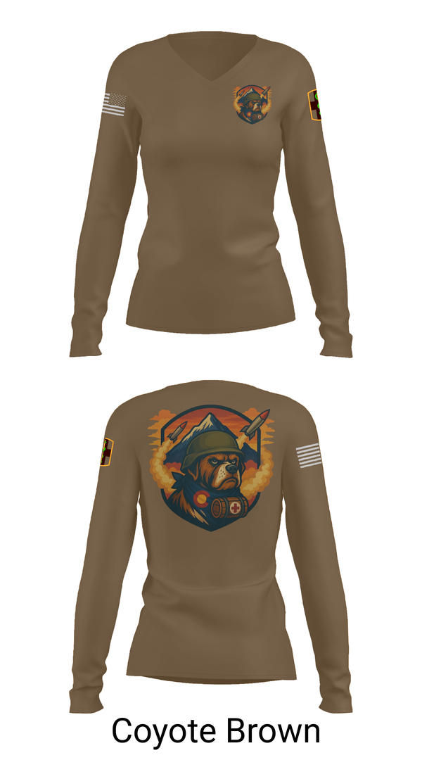Womens Long Sleeve Vneck Shirt, 10th Field Hospital (FWD), , Teamtime, Team time, sublimation, custom sports apparel, team uniforms, spirit wear, spiritwear, sports uniforms, custom shirts, team store, custom team store, fundraiser sports, apparel fundraiser