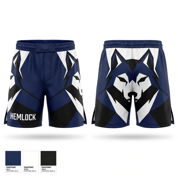 Fight Shorts, Hemlock, Wrestling, Teamtime, Team time, sublimation, custom sports apparel, team uniforms, spirit wear, spiritwear, sports uniforms, custom shirts, team store, custom team store, fundraiser sports, apparel fundraiser