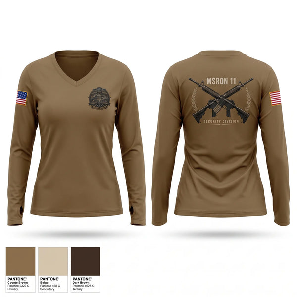 Womens Long Sleeve Vneck Shirt, MSRON 11 Security Division, Navy, Teamtime, Team time, sublimation, custom sports apparel, team uniforms, spirit wear, spiritwear, sports uniforms, custom shirts, team store, custom team store, fundraiser sports, apparel fundraiser