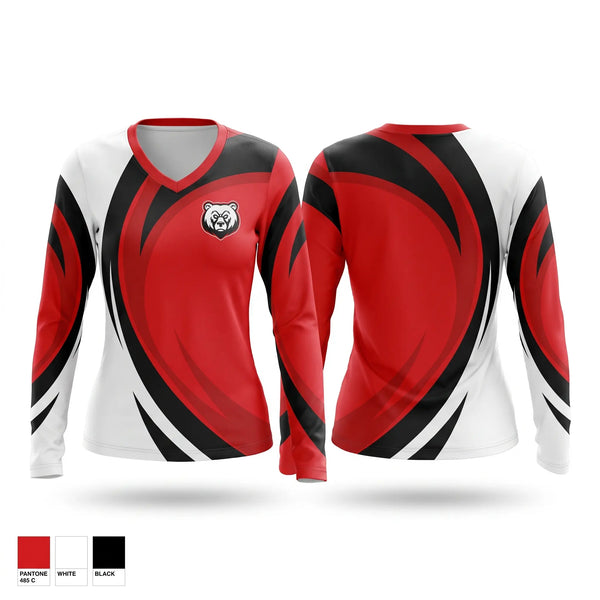 Womens Long Sleeve Vneck Shirt, Bears, , Teamtime, Team time, sublimation, custom sports apparel, team uniforms, spirit wear, spiritwear, sports uniforms, custom shirts, team store, custom team store, fundraiser sports, apparel fundraiser