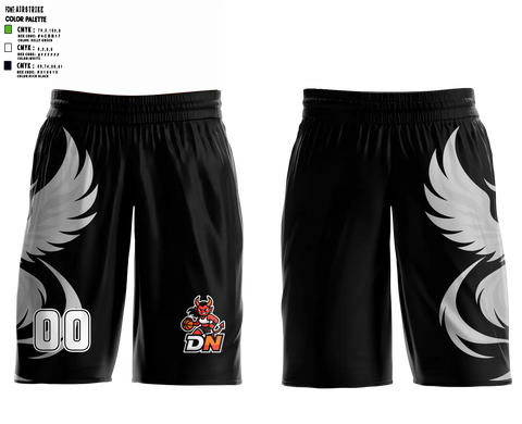 Womens Basketball Shorts, Demon Nation, Women's Basketball, Teamtime, Team time, sublimation, custom sports apparel, team uniforms, spirit wear, spiritwear, sports uniforms, custom shirts, team store, custom team store, fundraiser sports, apparel fundraiser