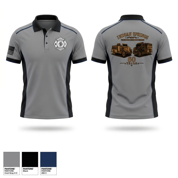 Short Sleeve Performance Polo, Indian Springs Volunteer Fire Department, Fire Department, Teamtime, Team time, sublimation, custom sports apparel, team uniforms, spirit wear, spiritwear, sports uniforms, custom shirts, team store, custom team store, fundraiser sports, apparel fundraiser