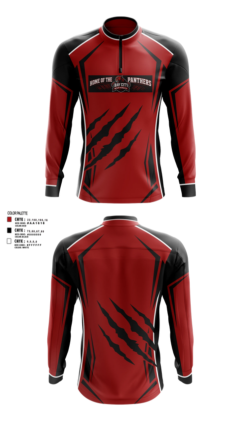Quarter Zip Jacket, Bay city panthers, Softball, Teamtime, Team time, sublimation, custom sports apparel, team uniforms, spirit wear, spiritwear, sports uniforms, custom shirts, team store, custom team store, fundraiser sports, apparel fundraiser