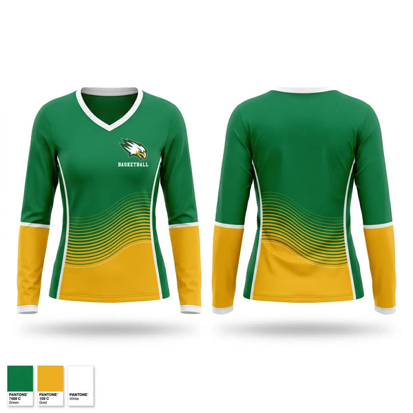 Womens Long Sleeve Vneck Shirt, Seneca Valley, Men's Basketball, Teamtime, Team time, sublimation, custom sports apparel, team uniforms, spirit wear, spiritwear, sports uniforms, custom shirts, team store, custom team store, fundraiser sports, apparel fundraiser