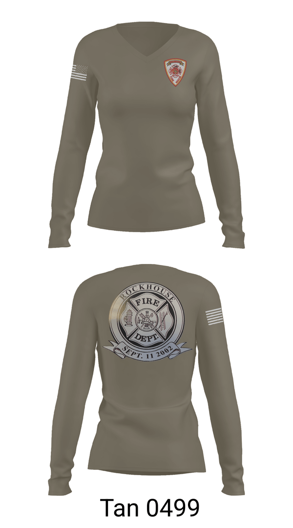 Womens Long Sleeve Vneck Shirt, Rockhouse vol Fire department, Fire Department, Teamtime, Team time, sublimation, custom sports apparel, team uniforms, spirit wear, spiritwear, sports uniforms, custom shirts, team store, custom team store, fundraiser sports, apparel fundraiser