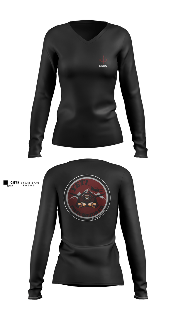 Womens Long Sleeve Vneck Shirt, 160th SOAR, , Teamtime, Team time, sublimation, custom sports apparel, team uniforms, spirit wear, spiritwear, sports uniforms, custom shirts, team store, custom team store, fundraiser sports, apparel fundraiser
