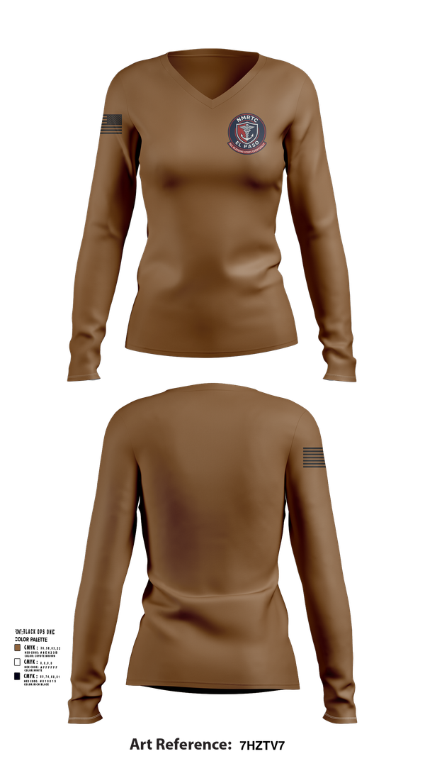 Womens Long Sleeve Vneck Shirt, NMRTC El Paso, , Teamtime, Team time, sublimation, custom sports apparel, team uniforms, spirit wear, spiritwear, sports uniforms, custom shirts, team store, custom team store, fundraiser sports, apparel fundraiser