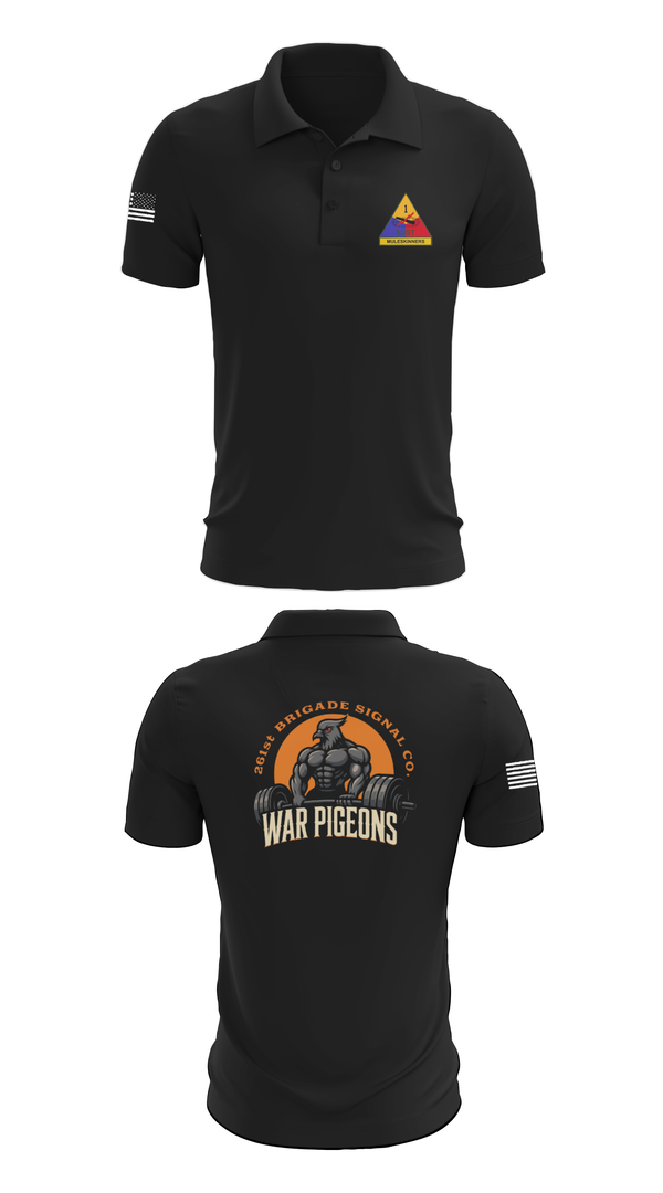 Short Sleeve Performance Polo, 261st War Pigeons, Army, Teamtime, Team time, sublimation, custom sports apparel, team uniforms, spirit wear, spiritwear, sports uniforms, custom shirts, team store, custom team store, fundraiser sports, apparel fundraiser