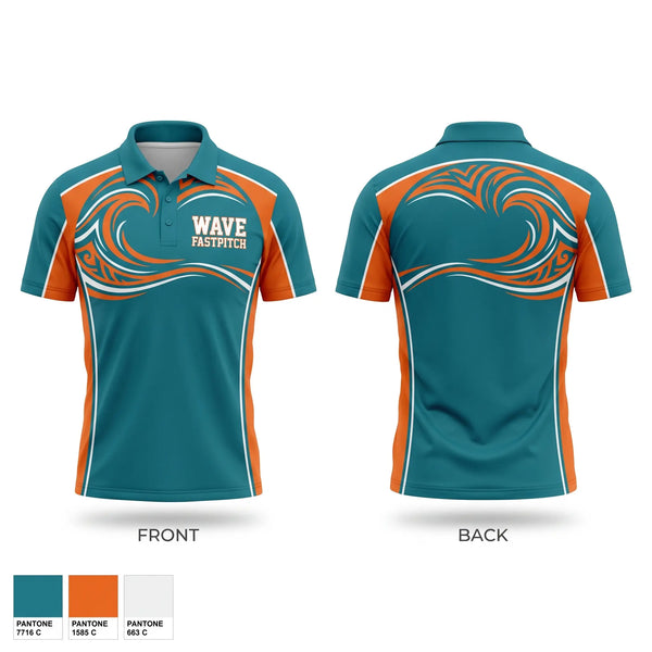 Short Sleeve Performance Polo, Wave Fastpitch, Softball, Teamtime, Team time, sublimation, custom sports apparel, team uniforms, spirit wear, spiritwear, sports uniforms, custom shirts, team store, custom team store, fundraiser sports, apparel fundraiser