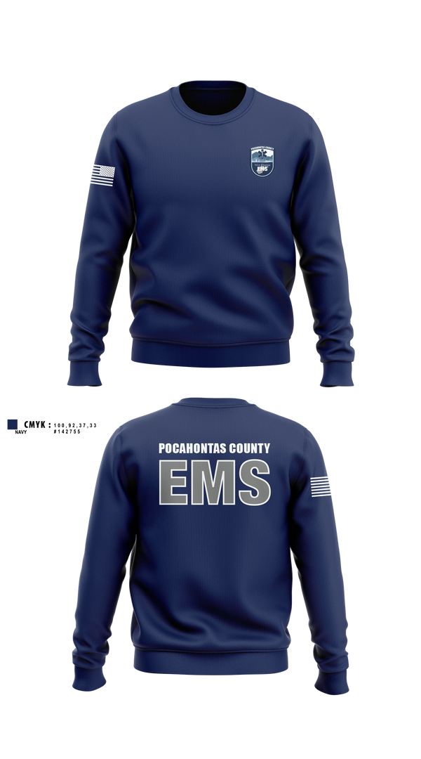 Crew Neck Sweatshirt, Pocahontas County EMS, EMS/EMT, Teamtime, Team time, sublimation, custom sports apparel, team uniforms, spirit wear, spiritwear, sports uniforms, custom shirts, team store, custom team store, fundraiser sports, apparel fundraiser