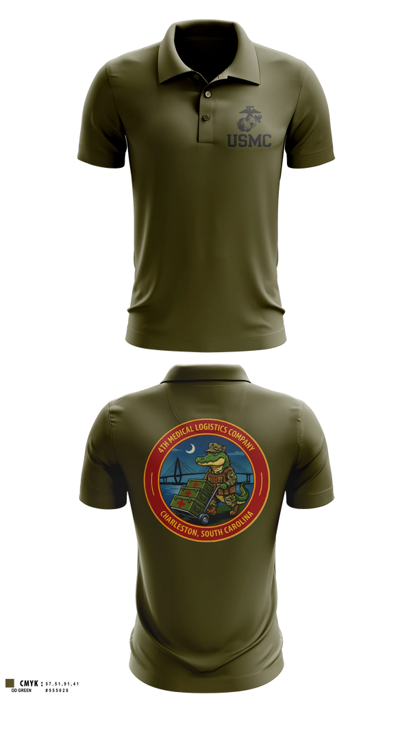 Short Sleeve Performance Polo, 4th Medical Logistics Company, Marines, Teamtime, Team time, sublimation, custom sports apparel, team uniforms, spirit wear, spiritwear, sports uniforms, custom shirts, team store, custom team store, fundraiser sports, apparel fundraiser