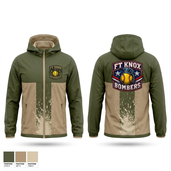 Windbreaker, Fort Knox Bombers, Softball, Teamtime, Team time, sublimation, custom sports apparel, team uniforms, spirit wear, spiritwear, sports uniforms, custom shirts, team store, custom team store, fundraiser sports, apparel fundraiser