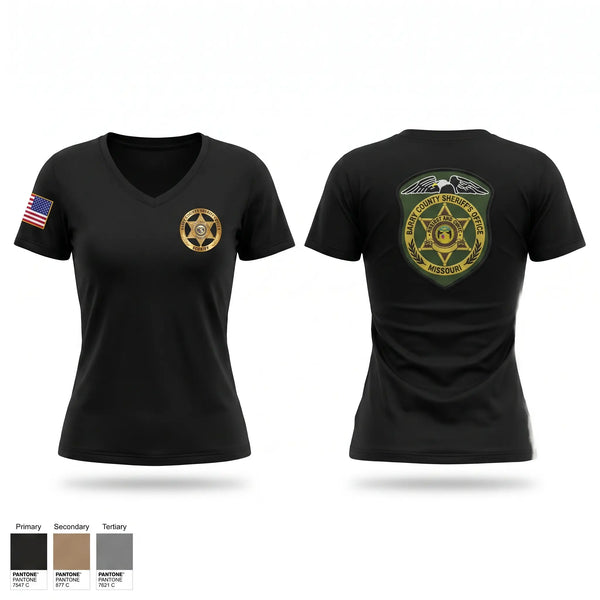 Womens Short Sleeve Vneck Shirt, Barry County Sheriff’s Office, Police, Teamtime, Team time, sublimation, custom sports apparel, team uniforms, spirit wear, spiritwear, sports uniforms, custom shirts, team store, custom team store, fundraiser sports, apparel fundraiser