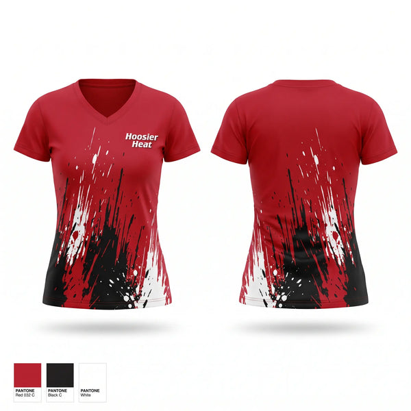 Womens Short Sleeve Vneck Shirt, Hoosier Heat, Softball, Teamtime, Team time, sublimation, custom sports apparel, team uniforms, spirit wear, spiritwear, sports uniforms, custom shirts, team store, custom team store, fundraiser sports, apparel fundraiser