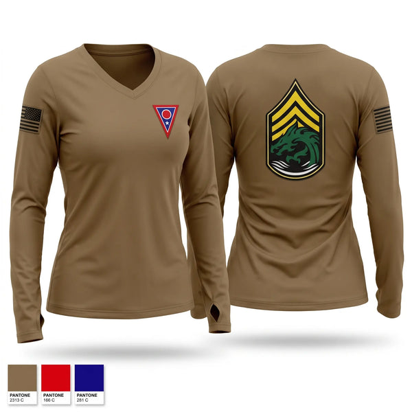Womens Long Sleeve Vneck Shirt, 135TH MP, National Guard, Teamtime, Team time, sublimation, custom sports apparel, team uniforms, spirit wear, spiritwear, sports uniforms, custom shirts, team store, custom team store, fundraiser sports, apparel fundraiser
