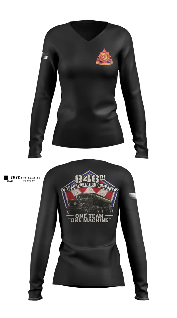 Womens Long Sleeve Vneck Shirt, 946th TC, Army, Teamtime, Team time, sublimation, custom sports apparel, team uniforms, spirit wear, spiritwear, sports uniforms, custom shirts, team store, custom team store, fundraiser sports, apparel fundraiser
