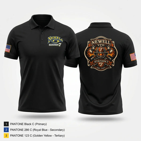 Short Sleeve Performance Polo, Newell VFD, Fire Department, Teamtime, Team time, sublimation, custom sports apparel, team uniforms, spirit wear, spiritwear, sports uniforms, custom shirts, team store, custom team store, fundraiser sports, apparel fundraiser