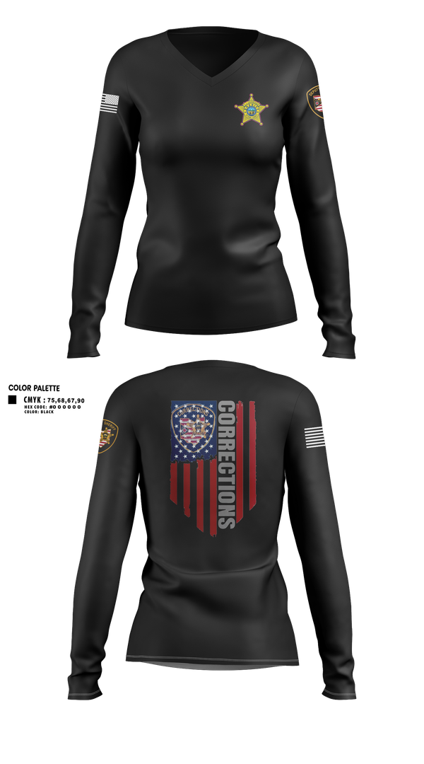 Womens Long Sleeve Vneck Shirt, Ottawa County Sheriff’s Office, Police, Teamtime, Team time, sublimation, custom sports apparel, team uniforms, spirit wear, spiritwear, sports uniforms, custom shirts, team store, custom team store, fundraiser sports, apparel fundraiser