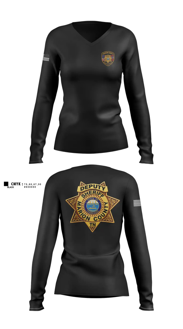 Womens Long Sleeve Vneck Shirt, Marion County Sheriff’s Office, Police, Teamtime, Team time, sublimation, custom sports apparel, team uniforms, spirit wear, spiritwear, sports uniforms, custom shirts, team store, custom team store, fundraiser sports, apparel fundraiser