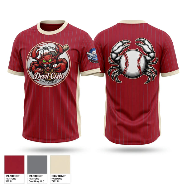 Football Jersey, Devil Crabs, Baseball, Teamtime, Team time, sublimation, custom sports apparel, team uniforms, spirit wear, spiritwear, sports uniforms, custom shirts, team store, custom team store, fundraiser sports, apparel fundraiser