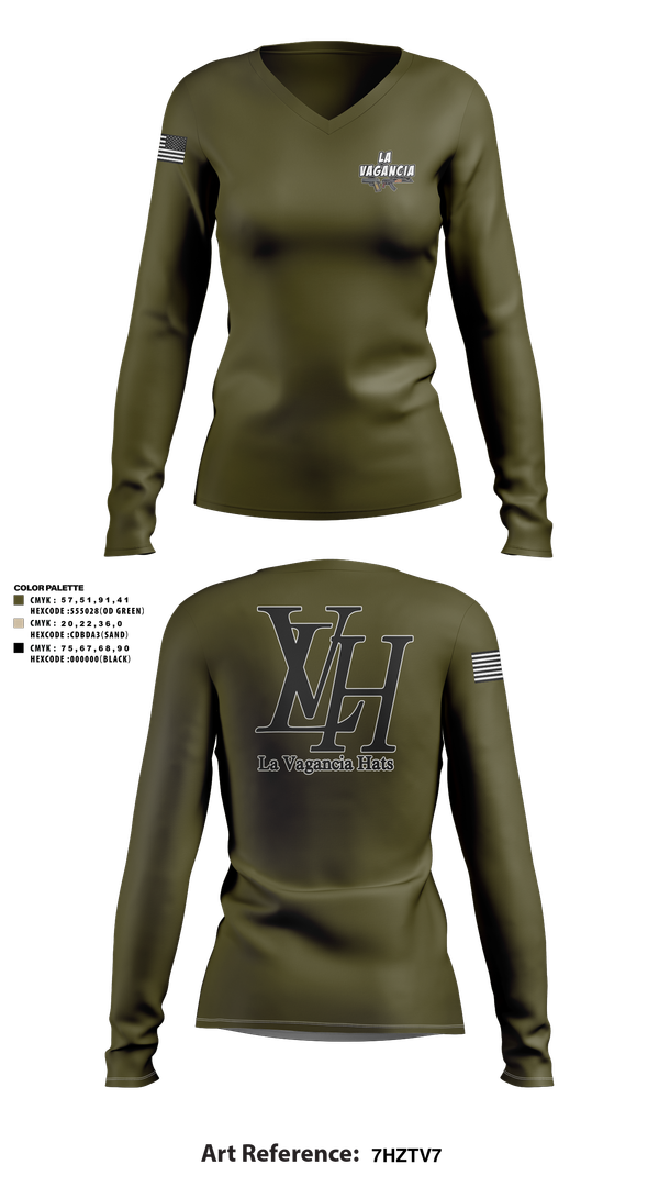 Womens Long Sleeve Vneck Shirt, La Vagancia Hats, , Teamtime, Team time, sublimation, custom sports apparel, team uniforms, spirit wear, spiritwear, sports uniforms, custom shirts, team store, custom team store, fundraiser sports, apparel fundraiser