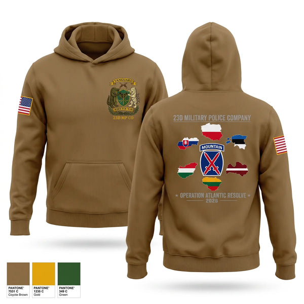 Hoodie, 23D Military Police Company Deployment 2026, Army, Teamtime, Team time, sublimation, custom sports apparel, team uniforms, spirit wear, spiritwear, sports uniforms, custom shirts, team store, custom team store, fundraiser sports, apparel fundraiser